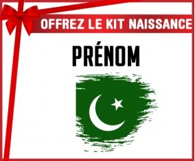 kit naissance bébé personnalisé Drapeau effet pinceau Pakistan avec prénom