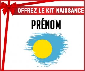 kit naissance bébé personnalisé Drapeau effet pinceau Palau avec prénom