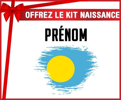 kit naissance bébé personnalisé Drapeau effet pinceau Palau avec prénom