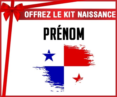 kit naissance bébé personnalisé Drapeau effet pinceau Panama avec prénom