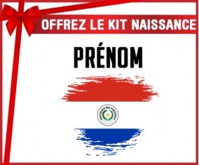 kit naissance bébé personnalisé Drapeau effet pinceau Paraguay avec prénom