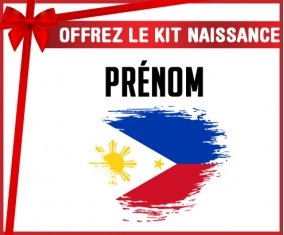 kit naissance bébé personnalisé Drapeau effet pinceau Philippines avec prénom