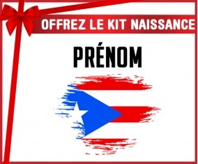 kit naissance bébé personnalisé Drapeau effet pinceau Porto Rico avec prénom