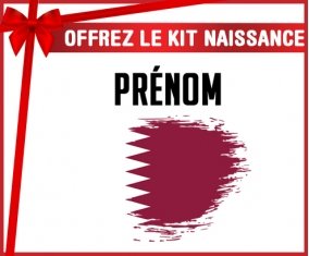 kit naissance bébé personnalisé Drapeau effet pinceau Qatar avec prénom