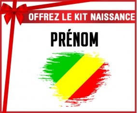 kit naissance bébé personnalisé Drapeau effet pinceau République du Congo avec prénom