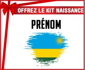 kit naissance bébé personnalisé Drapeau effet pinceau Rwanda avec prénom