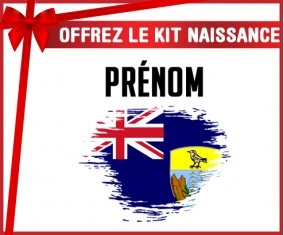 kit naissance bébé personnalisé Drapeau effet pinceau Sainte-Hélène avec prénom