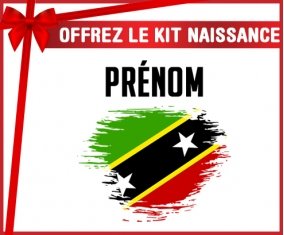 kit naissance bébé personnalisé Drapeau effet pinceau Saint-Christophe-et-Niévès avec prénom