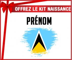 kit naissance bébé personnalisé Drapeau effet pinceau Sainte-Lucie avec prénom