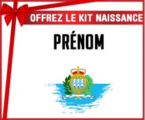 kit naissance bébé personnalisé Drapeau effet pinceau Saint Marin avec prénom