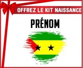 kit naissance bébé personnalisé Drapeau effet pinceau Sao Tomé et Principe avec prénom