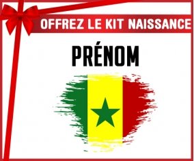 kit naissance bébé personnalisé Drapeau effet pinceau Sénégal avec prénom