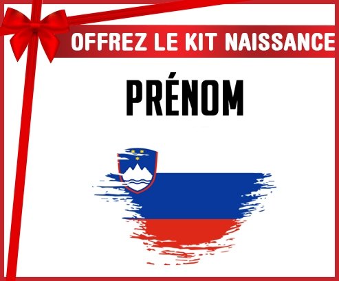 kit naissance bébé personnalisé Drapeau effet pinceau Slovénie avec prénom