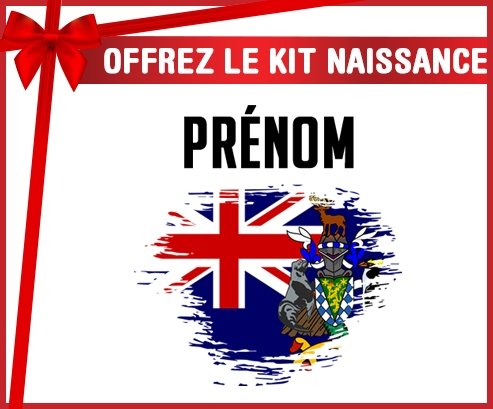 kit naissance bébé personnalisé Drapeau effet pinceau Géorgie du Sud et les Îles Sandwich du Sud avec prénom