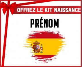 kit naissance bébé personnalisé Drapeau effet pinceau Espagne avec prénom