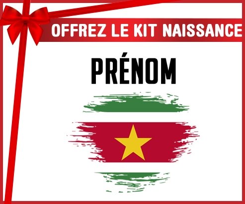 kit naissance bébé personnalisé Drapeau effet pinceau Suriname avec prénom