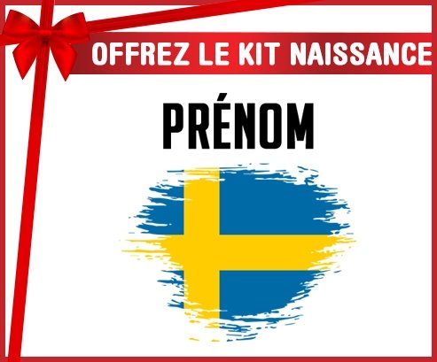 kit naissance bébé personnalisé Drapeau effet pinceau Suède avec prénom