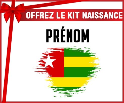 kit naissance bébé personnalisé Drapeau effet pinceau Togo avec prénom