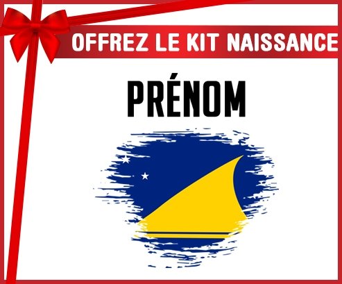 kit naissance bébé personnalisé Drapeau effet pinceau Tokelau avec prénom