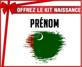 kit naissance bébé personnalisé Drapeau effet pinceau Turkménistan avec prénom