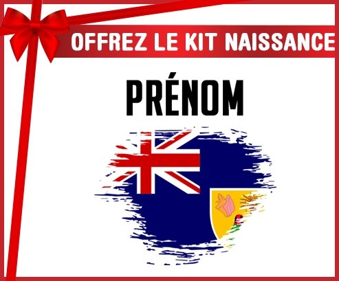 kit naissance bébé personnalisé Drapeau effet pinceau Îles Turques-et-Caïques avec prénom