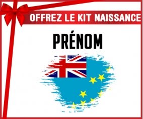 kit naissance bébé personnalisé Drapeau effet pinceau Tuvalu avec prénom