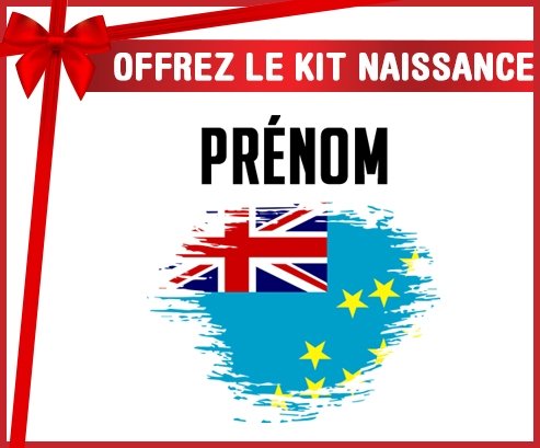 kit naissance bébé personnalisé Drapeau effet pinceau Tuvalu avec prénom