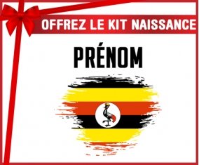 kit naissance bébé personnalisé Drapeau effet pinceau Ouganda avec prénom
