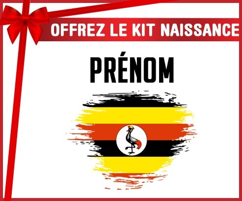 kit naissance bébé personnalisé Drapeau effet pinceau Ouganda avec prénom