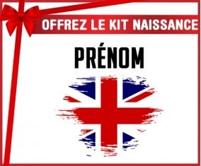 kit naissance bébé personnalisé Drapeau effet pinceau Royaume-Uni avec prénom
