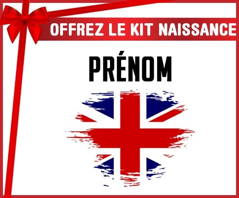 kit naissance bébé personnalisé Drapeau effet pinceau Royaume-Uni avec prénom