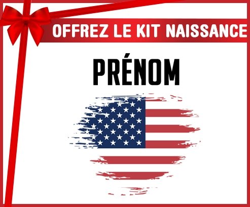 kit naissance bébé personnalisé Drapeau effet pinceau Les États-Unis d'Amérique avec prénom