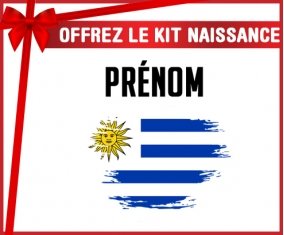 kit naissance bébé personnalisé Drapeau effet pinceau Uruguay avec prénom