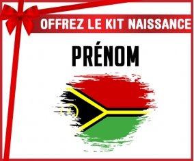 kit naissance bébé personnalisé Drapeau effet pinceau Vanuatu avec prénom