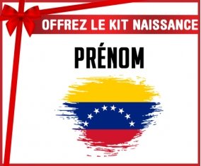 kit naissance bébé personnalisé Drapeau effet pinceau Venezuela avec prénom