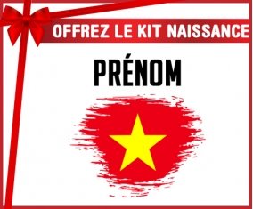 kit naissance bébé personnalisé Drapeau effet pinceau Vietnam avec prénom