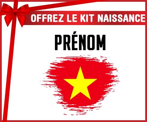 kit naissance bébé personnalisé Drapeau effet pinceau Vietnam avec prénom