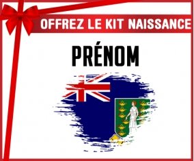 kit naissance bébé personnalisé Drapeau effet pinceau Les iles vierges avec prénom