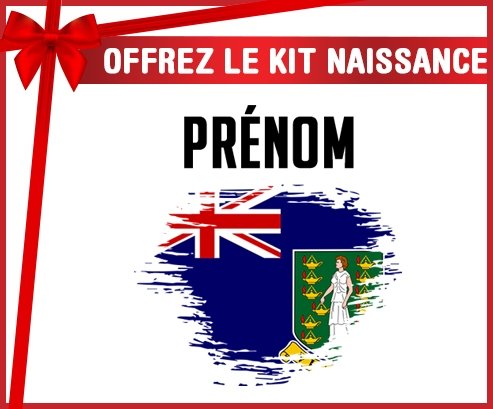 kit naissance bébé personnalisé Drapeau effet pinceau Les iles vierges avec prénom