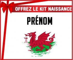 kit naissance bébé personnalisé Drapeau effet pinceau Pays de Galles avec prénom