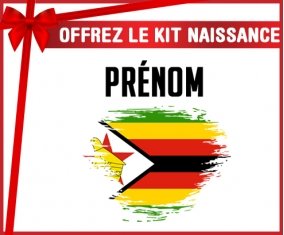 kit naissance bébé personnalisé Drapeau effet pinceau Zimbabwe avec prénom