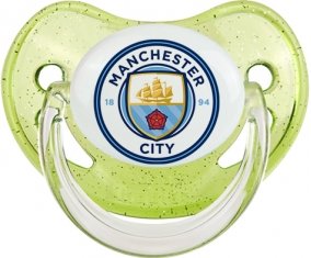 Manchester City Football Club Sucette Physiologique Vert à paillette