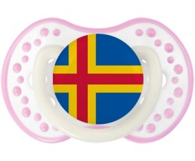 Drapeau Iles Aland Tétine LOVI Dynamic Blanc-rose phosphorescente