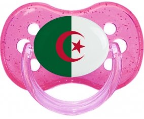 Drapeau Algérie Tétine Cerise Rose à paillette