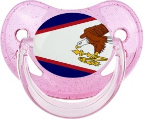 Drapeau Samoa américaines Tétine Physiologique Rose à paillette