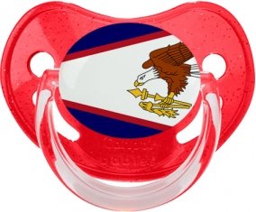 Drapeau Samoa américaines Tétine Physiologique Rouge à paillette