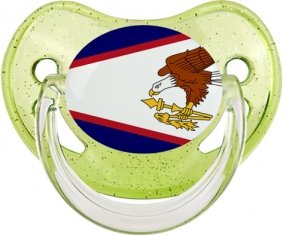Drapeau Samoa américaines Tétine Physiologique Vert à paillette