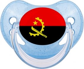 Drapeau Angola Sucette Physiologique Bleue à paillette