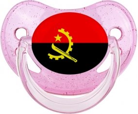 Drapeau Angola Sucette Physiologique Rose à paillette