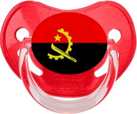 Drapeau Angola Sucette Physiologique Rouge à paillette